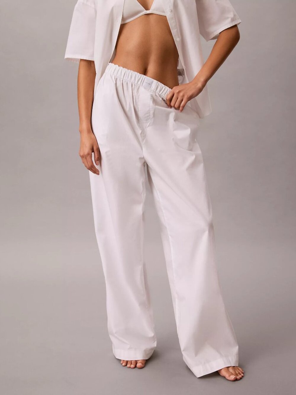 NWT Calvin Klein Cotton Poplin Sleep Pants WHITE XS